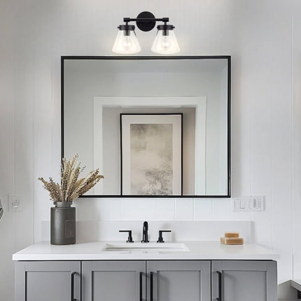 Gleam Modern Farmhouse 2-Light Vanity Light Black Fixture Home Decor > Lighting > Wall Lighting > Wall Sconces TriadCommerceInc
