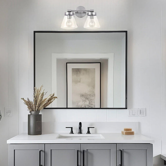 Gleam Modern Farmhouse 2-Light Vanity Light Black Fixture Home Decor > Lighting > Wall Lighting > Wall Sconces TriadCommerceInc