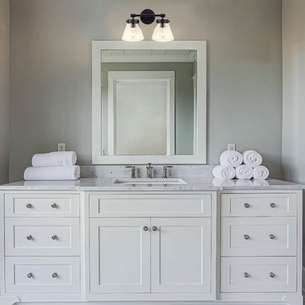 Gleam Modern Farmhouse 2-Light Vanity Light Black Fixture Home Decor > Lighting > Wall Lighting > Wall Sconces TriadCommerceInc