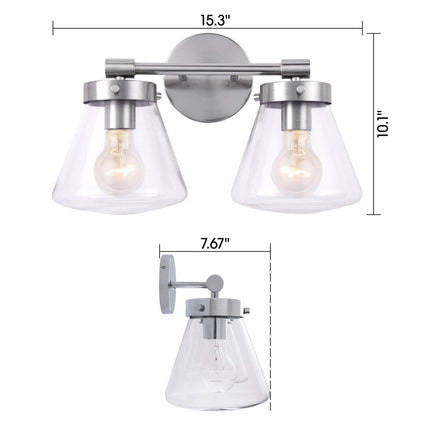 Gleam Modern Farmhouse 2-Light Vanity Light Black Fixture Home Decor > Lighting > Wall Lighting > Wall Sconces TriadCommerceInc