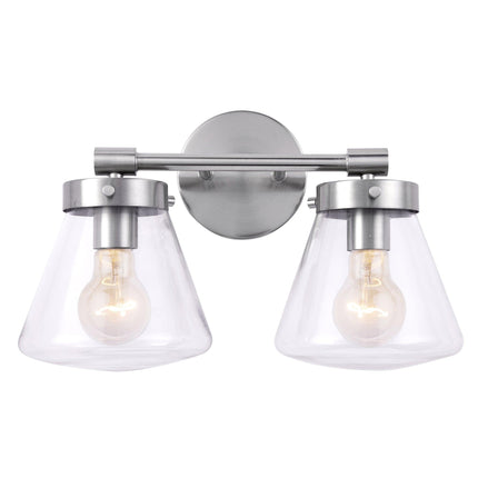 Gleam Modern Farmhouse 2-Light Vanity Light Black Fixture Home Decor > Lighting > Wall Lighting > Wall Sconces TriadCommerceInc Brush Nickel