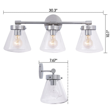 Gleam Modern 3-Light Dimmable Vanity Light Black Finish Home Decor > Lighting > Wall Lighting > Wall Sconces TriadCommerceInc