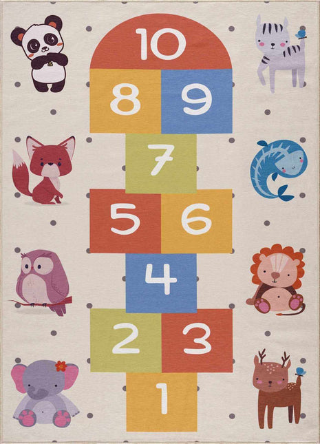 Lundy Colorful Hopscotch Washable Kids Rug Rugs TriadCommerceInc 5'3" x 7'3" Rectangle