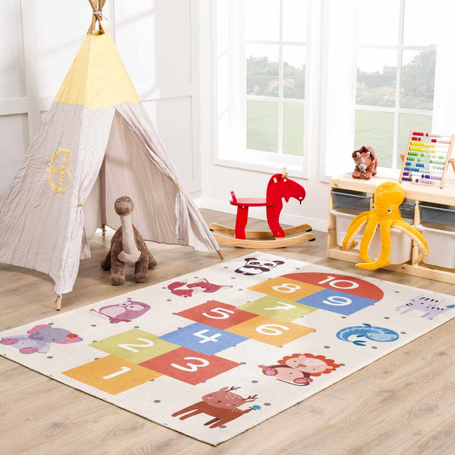 Lundy Colorful Hopscotch Washable Kids Rug Rugs TriadCommerceInc