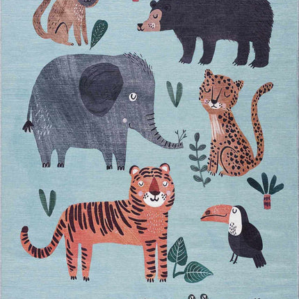 Petey Blue Animal Print Washable Kids Rug - Clearance Rugs TriadCommerceInc