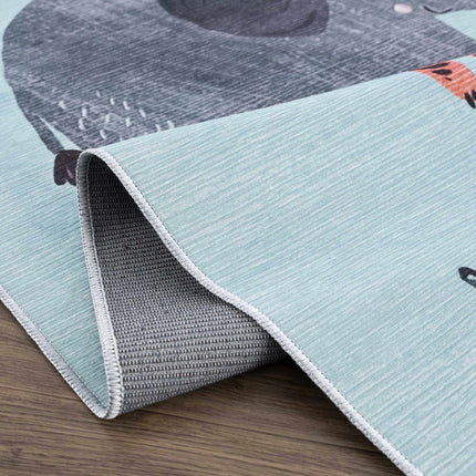 Petey Blue Animal Print Washable Kids Rug - Clearance Rugs TriadCommerceInc
