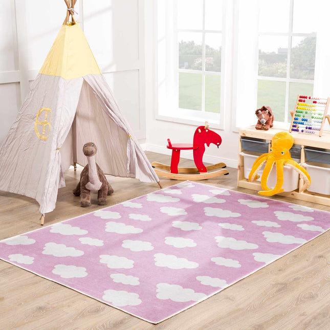 Nizar Pink Cloud Washable Kids Rug - Clearance Rugs TriadCommerceInc