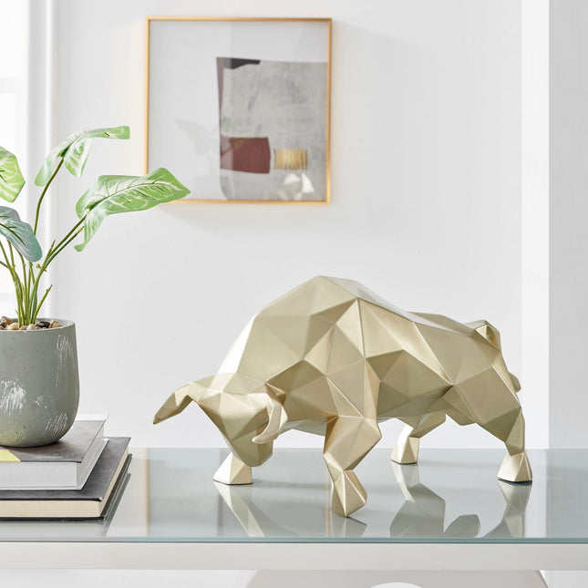 Geometric Bull Sculpture // Champagne Gold Sculpture TriadCommerceInc   