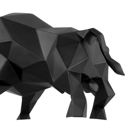 Geometric Bull Sculpture // Matte Black Sculpture TriadCommerceInc   