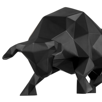 Geometric Bull Sculpture // Matte Black Sculpture TriadCommerceInc   