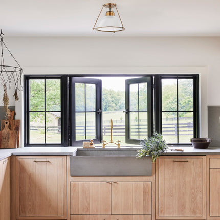 Oakville Semi Flush Ceiling Light in Patina Brass, Small Home Decor > Lighting > Ceiling Lights > Flush Mount Ceiling Lights TriadCommerceInc