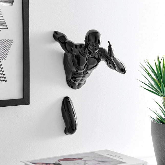 Black Wall Runner 13" Man Sculpture Sculpture TriadCommerceInc   