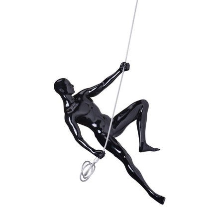 Glossy Black Wall Sculpture Climbing 15" Man Sculpture TriadCommerceInc   