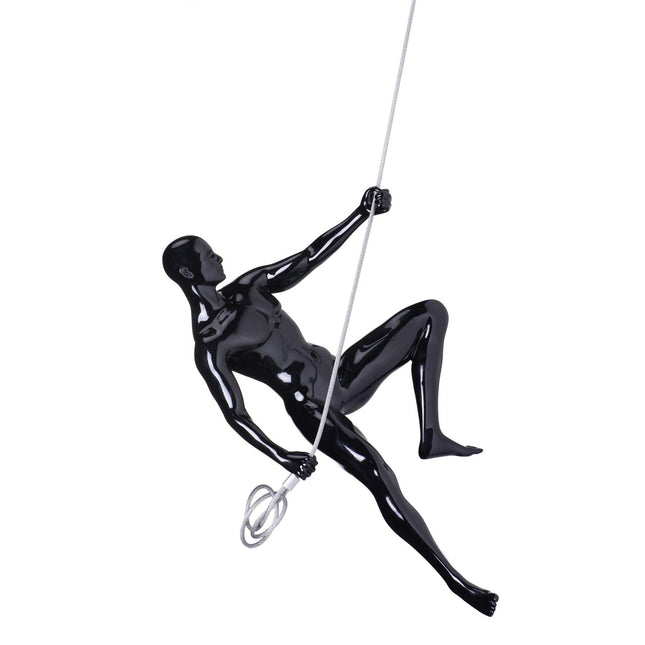 Glossy Black Wall Sculpture Climbing 15" Man Sculpture TriadCommerceInc   