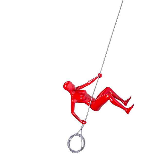 Glossy Red Wall Sculpture Climbing 8" Woman Sculpture TriadCommerceInc   