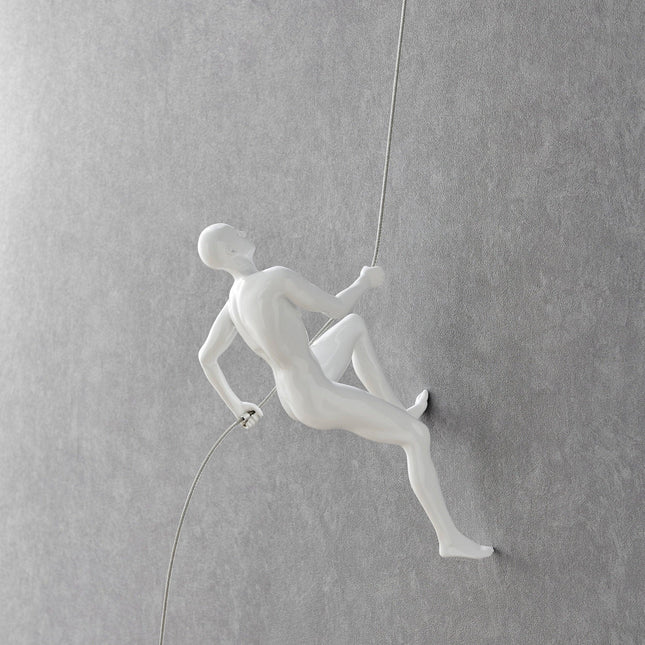 Glossy White Wall Sculpture Climbing 15" Man Sculpture TriadCommerceInc   