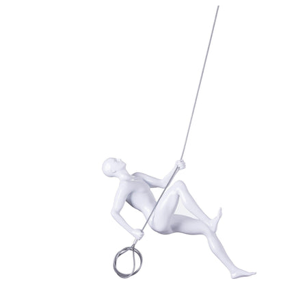 Glossy White Wall Sculpture Climbing 15" Man Sculpture TriadCommerceInc   