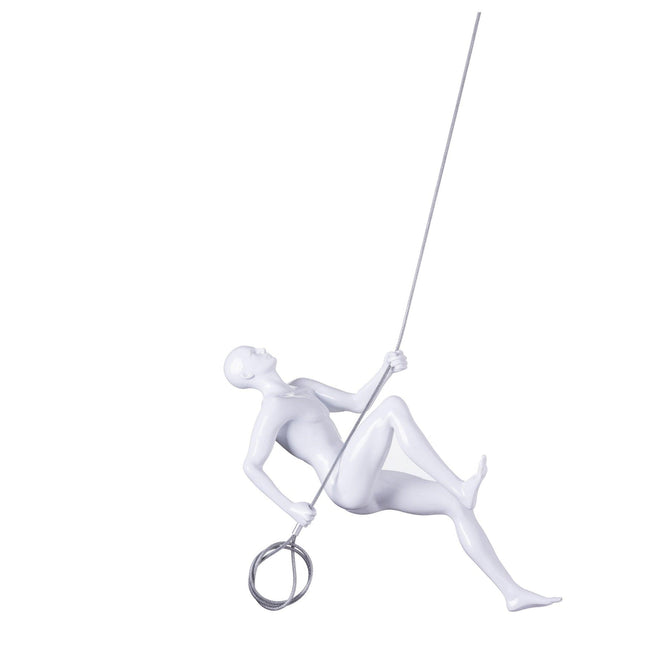 Glossy White Wall Sculpture Climbing 15" Man Sculpture TriadCommerceInc   