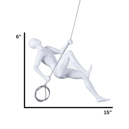 Glossy White Wall Sculpture Climbing 15" Man Sculpture TriadCommerceInc   