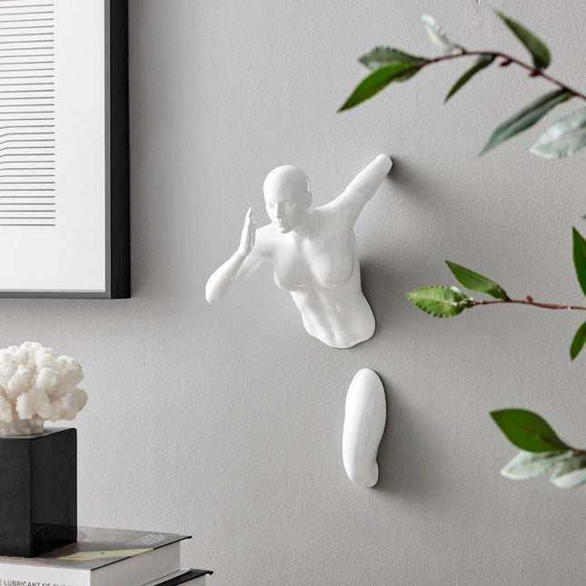 White Wall Runner 13" Woman Sculpture Sculpture TriadCommerceInc   
