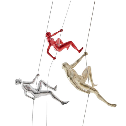 Gold, Metallic Red, & Chrome Wall Sculpture Climbing Set Sculpture TriadCommerceInc   