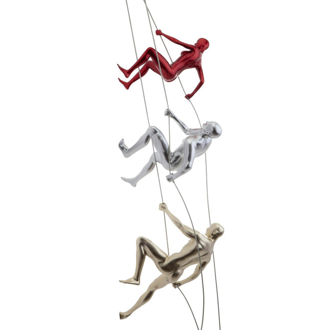 Gold, Metallic Red, & Chrome Wall Sculpture Climbing Set Sculpture TriadCommerceInc   
