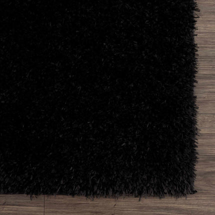 Faina Solid Black Shag Rug Washable Rugs TriadCommerceInc