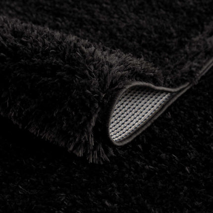 Faina Solid Black Shag Rug Washable Rugs TriadCommerceInc