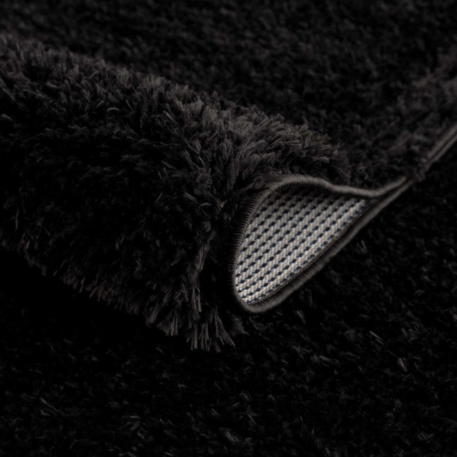 Faina Solid Black Shag Rug Washable Rugs TriadCommerceInc