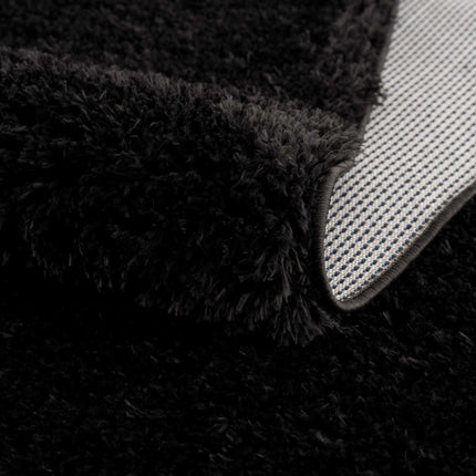 Faina Solid Black Shag Rug Washable Rugs TriadCommerceInc