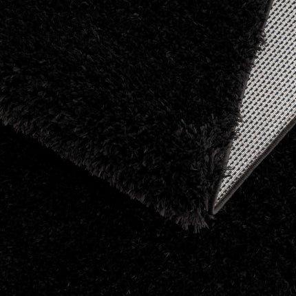 Faina Solid Black Shag Rug Washable Rugs TriadCommerceInc