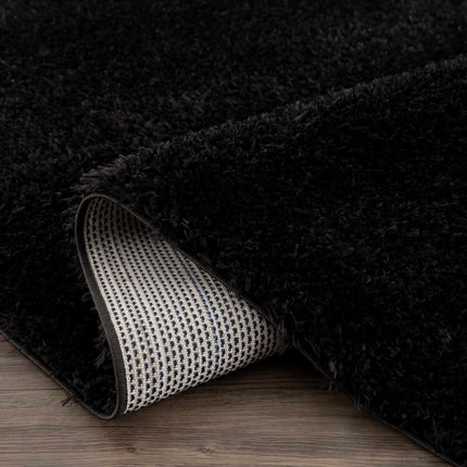 Faina Solid Black Shag Rug Washable Rugs TriadCommerceInc