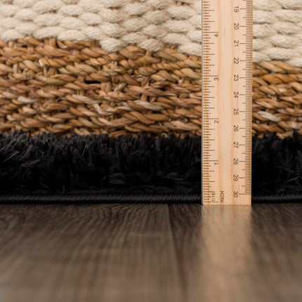 Faina Solid Black Shag Rug Washable Rugs TriadCommerceInc