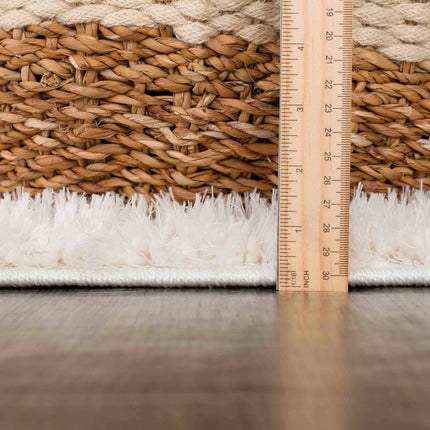 Faina Solid Cream Shag Rug Washable Rugs TriadCommerceInc