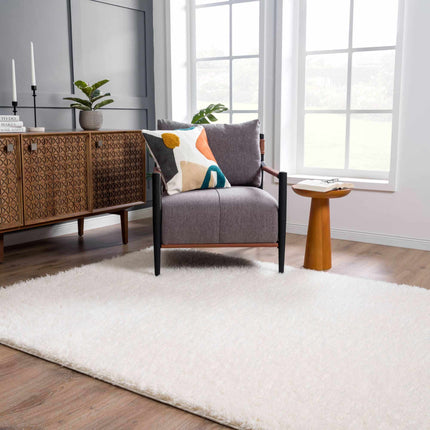 Faina Solid Cream Shag Rug Washable Rugs TriadCommerceInc