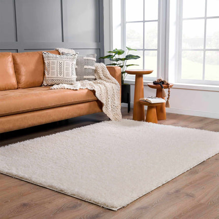 Faina Solid Cream Shag Rug Washable Rugs TriadCommerceInc