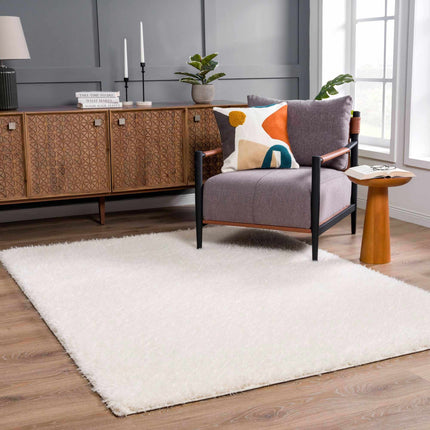 Faina Solid Cream Shag Rug Washable Rugs TriadCommerceInc