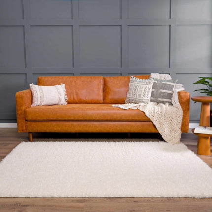 Faina Solid Cream Shag Rug Washable Rugs TriadCommerceInc