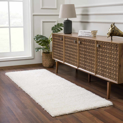 Faina Solid Cream Shag Rug Washable Rugs TriadCommerceInc