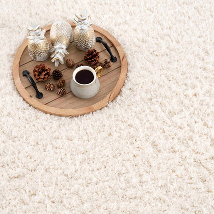 Faina Solid Cream Shag Rug Washable Rugs TriadCommerceInc