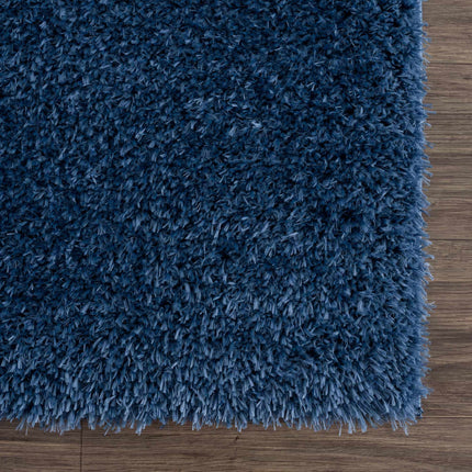 Faina Solid Dark Blue Shag Rug Washable Rugs TriadCommerceInc