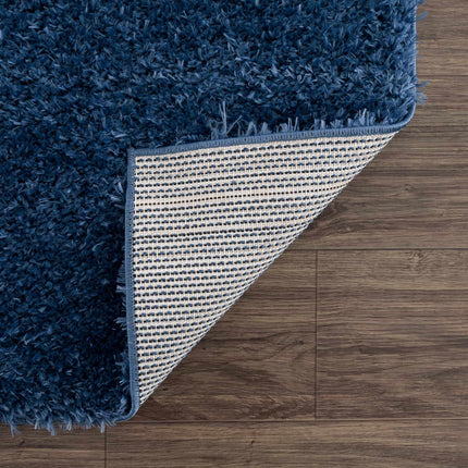 Faina Solid Dark Blue Shag Rug Washable Rugs TriadCommerceInc