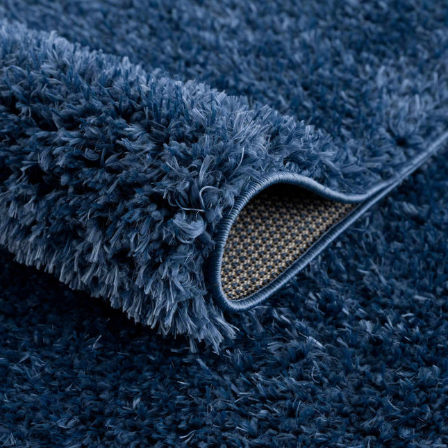Faina Solid Dark Blue Shag Rug Washable Rugs TriadCommerceInc
