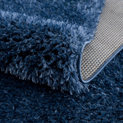 Faina Solid Dark Blue Shag Rug Washable Rugs TriadCommerceInc