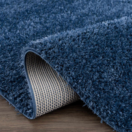 Faina Solid Dark Blue Shag Rug Washable Rugs TriadCommerceInc