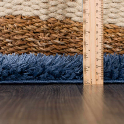 Faina Solid Dark Blue Shag Rug Washable Rugs TriadCommerceInc