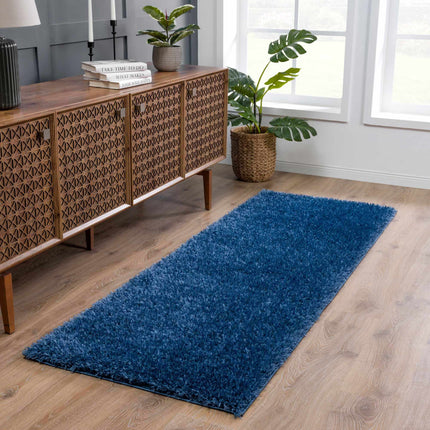 Faina Solid Dark Blue Shag Rug Washable Rugs TriadCommerceInc