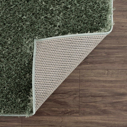 Faina Solid Green Shag Rug Washable Rugs TriadCommerceInc