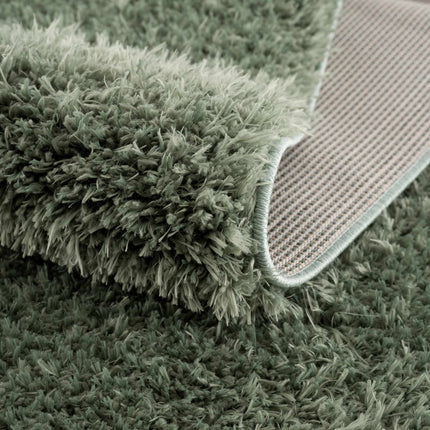 Faina Solid Green Shag Rug Washable Rugs TriadCommerceInc