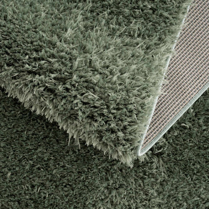 Faina Solid Green Shag Rug Washable Rugs TriadCommerceInc